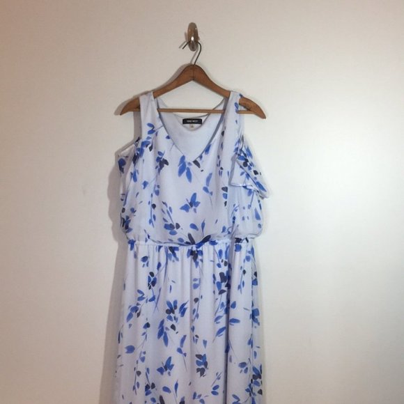 Nine West floral womens front slit dress half sleeve size 10 elastic waist NWOT - Picture 4 of 8